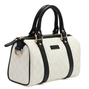 Gucci Boston GG Handbag Black Supreme White Leather
